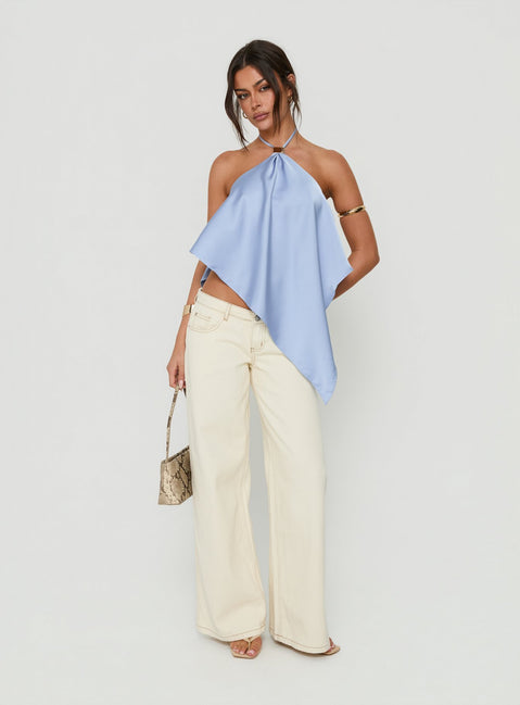 Lisada Halter Asymmetrical Top Blue