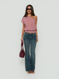 Larissah One Shoulder Top Pink Stripe