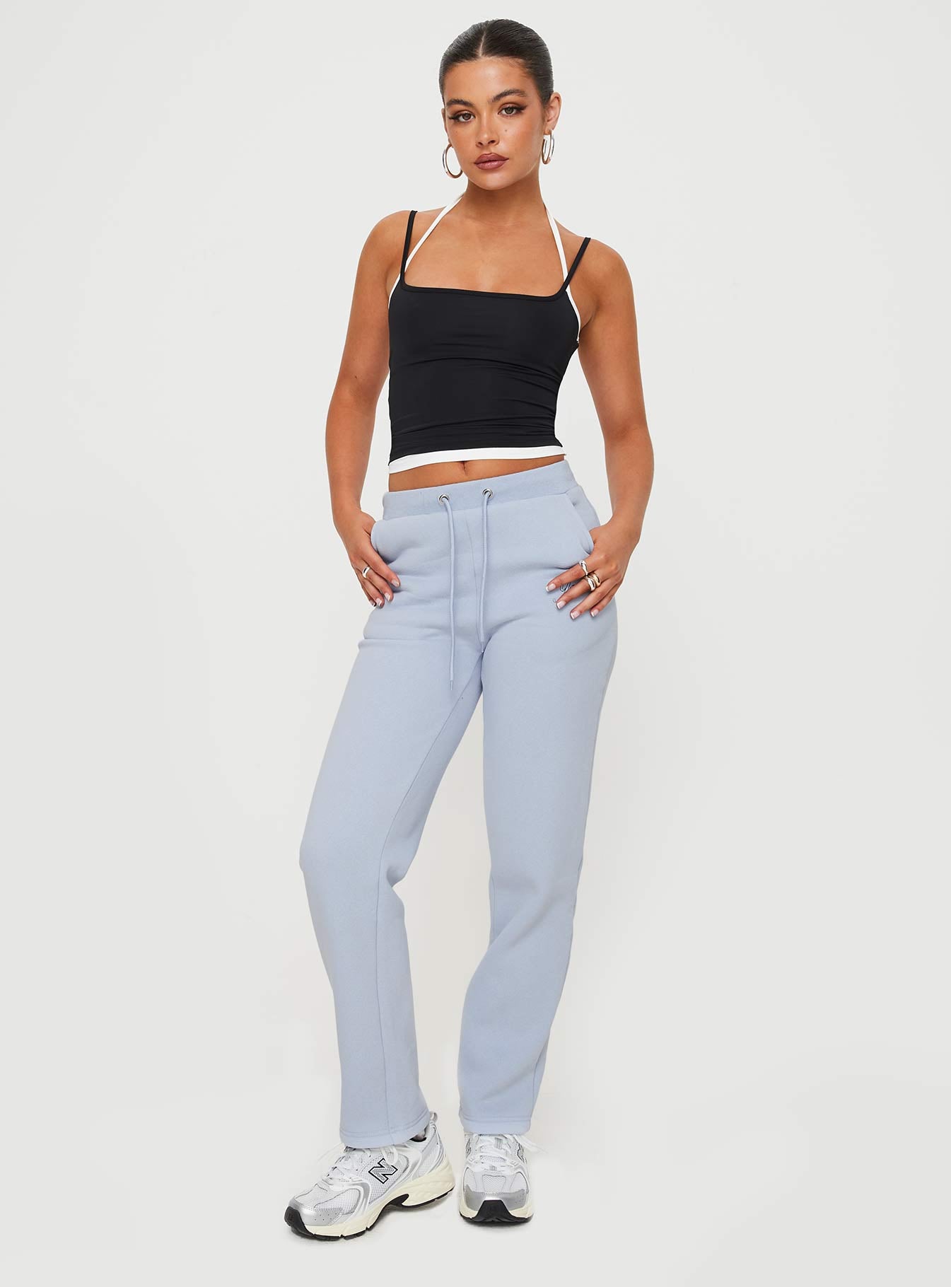 Je t'adore track pant pale blue