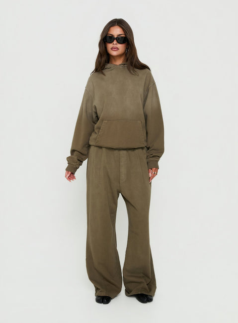AT Pullover Oversized Hoodie Washed Olive