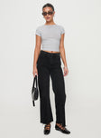 front view of model wearing Princess Polly Fawcett Jeans Washed Black High Waisted 