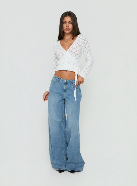 Lesla Crochet Wrap Cardigan White