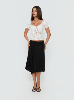 Miquela Short Sleeve Corset Lace Top White