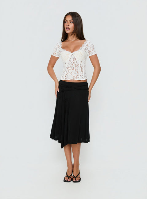Miquela Short Sleeve Corset Lace Top White