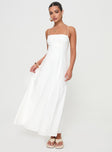 front view of model wearing Princess Polly Brightwell Maxi Dress White Square Neck 