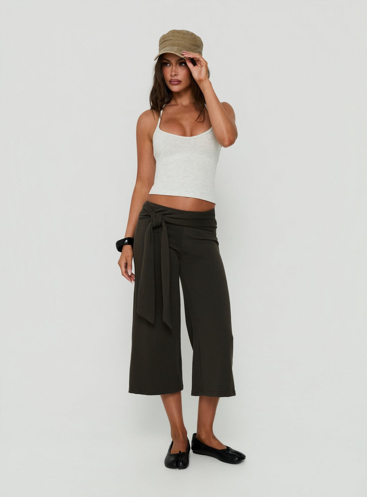 Cecilly Trim Racerback Top Grey Marle