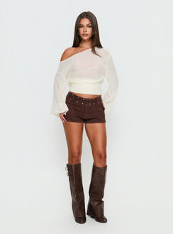 Idalina Slouchy Chiffon Top Cream