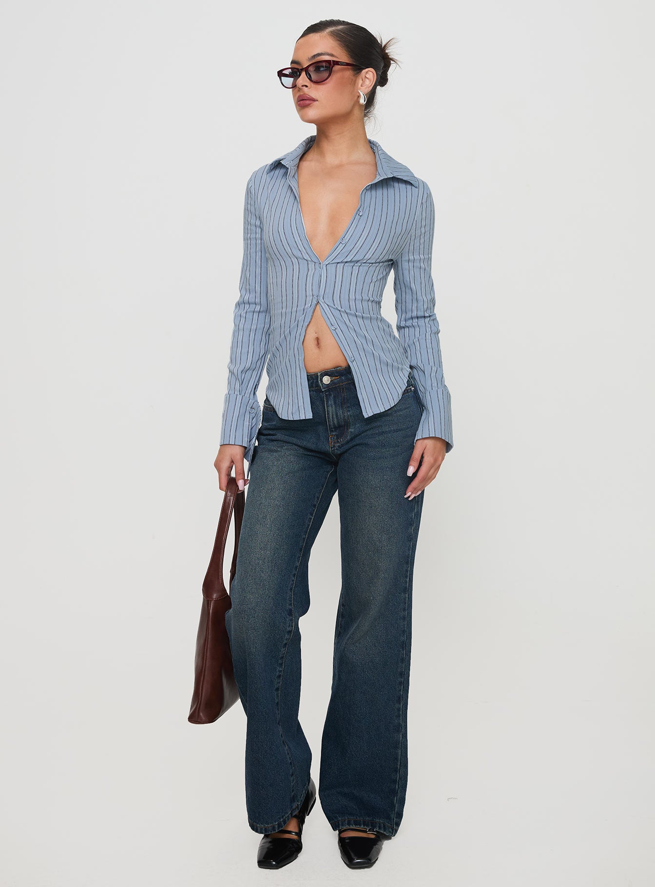 トップス plllllleeeasse multi stripe long sleeve 90s Striped Long Sleeve Top, Primary Colors Grunge Shirt