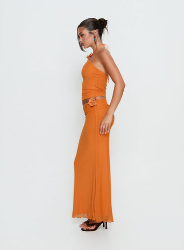 open lace back dress Lace-Up Long Prom Dress with Side Drape Marigold / 4 main image 0
