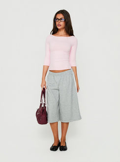 Daily Define Boatneck 3/4 Sleeve Top Marshmallow Pink
