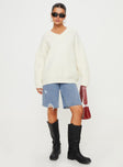 Jem Oversized Sweater Cream Princess Polly  regular 