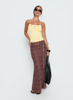 Caviar Tie Maxi Skirt Brown Stripe Tall