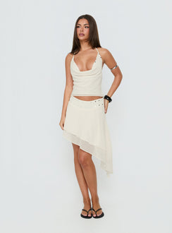 Gemmina Halter Sequin Top Cream