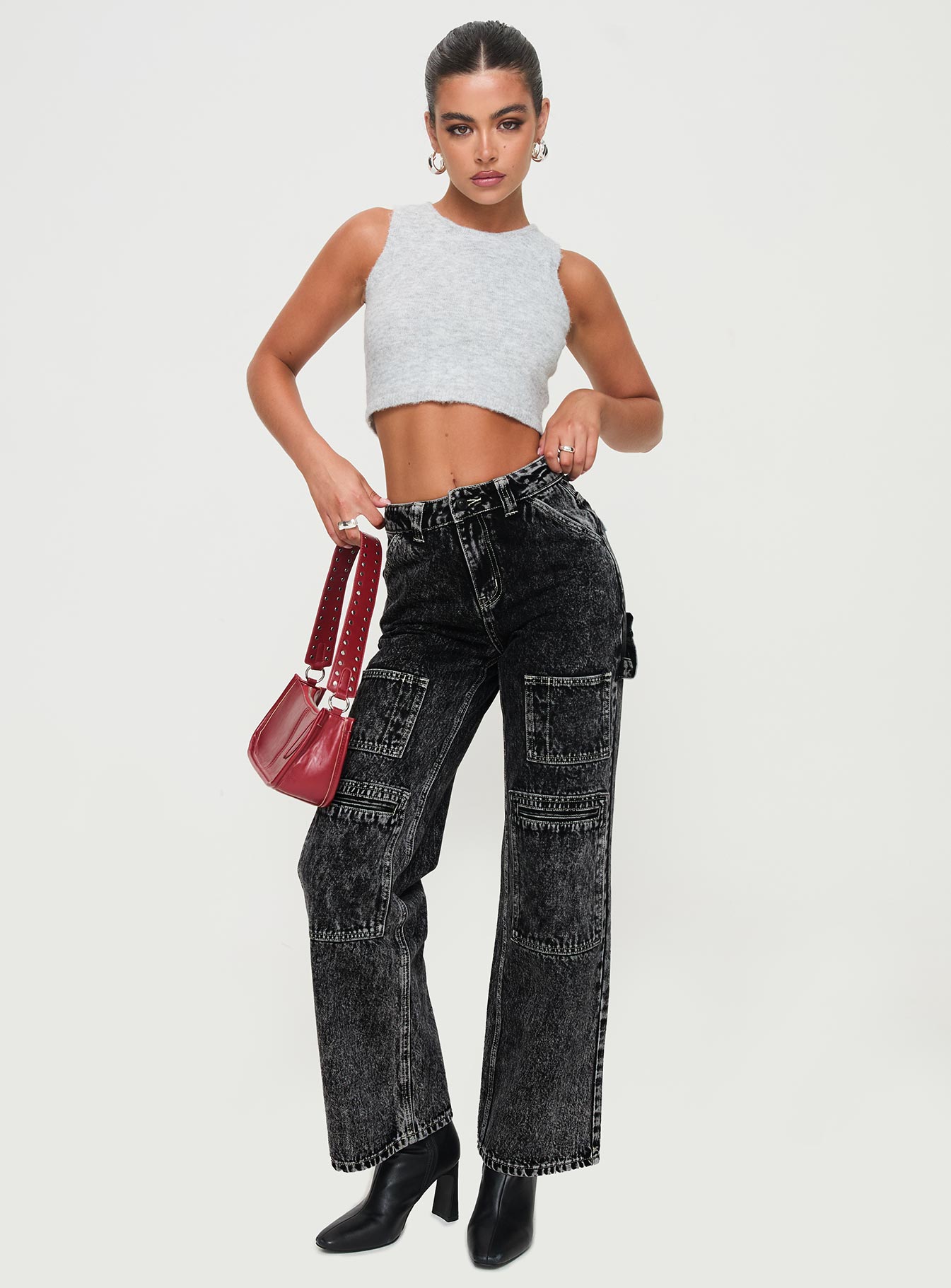 Malachie high rise jeans black acid wash