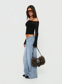 Picco Ultra Low Rise Wide Leg Jeans Light Blue Wash