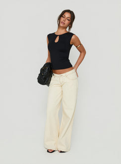 Picco Ultra Low Rise Wide Leg Jeans Cream