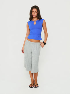 Ailana Cinched Keyhole Top Blue