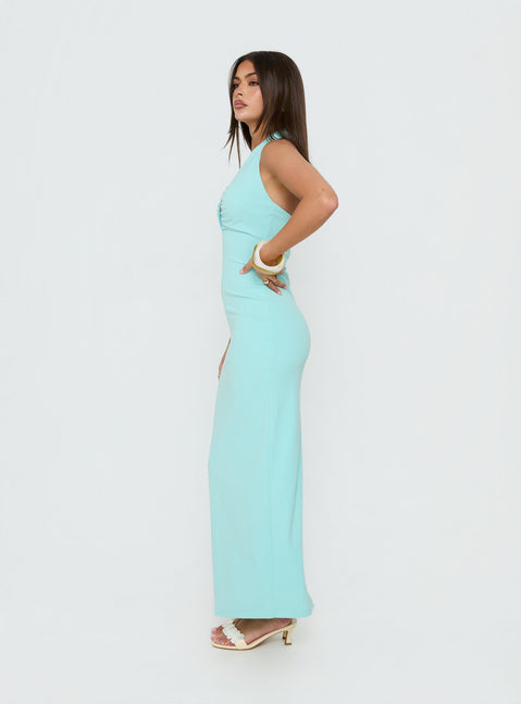Soft Storm Plunge Halter Maxi Dress | Turquoise | Womens | Princess Polly Soft Storm Plunge Halter Maxi Dress | Turquoise | Womens | Princess Polly
