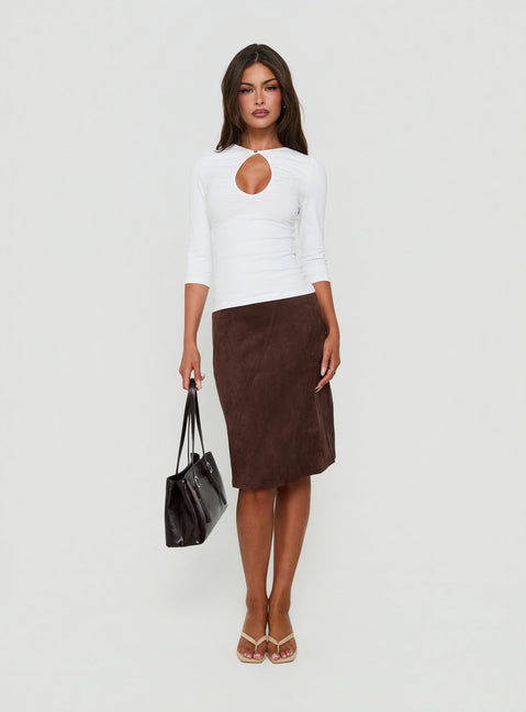 Soleia Keyhole 3/4 Sleeve Top White
