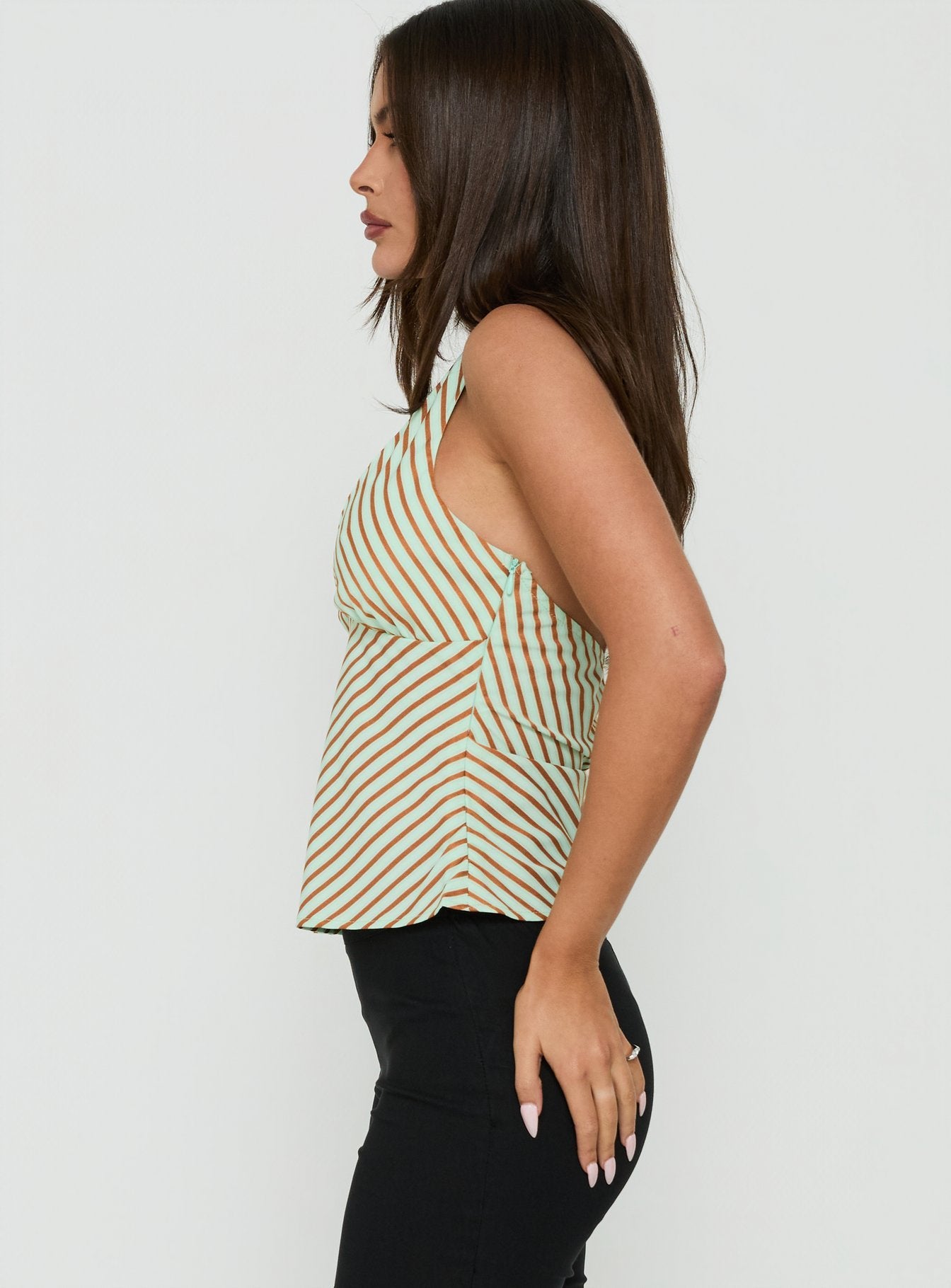 Golden Drift Halter Top Sage / Orange Stripe