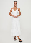 front view of model wearing Princess Polly Mckew Maxi Dress White V-Neck 