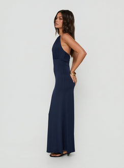 Dionira Plunge Halter Maxi Dress Navy