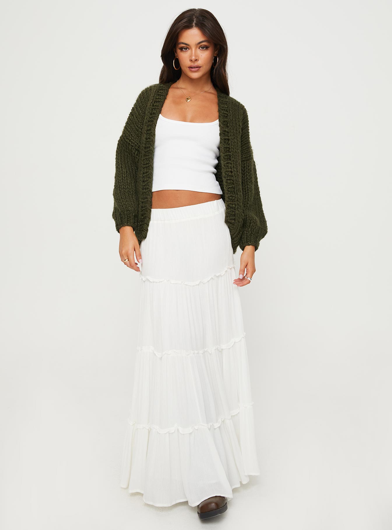 Lester Knit Cardigan Olive | Princess Polly