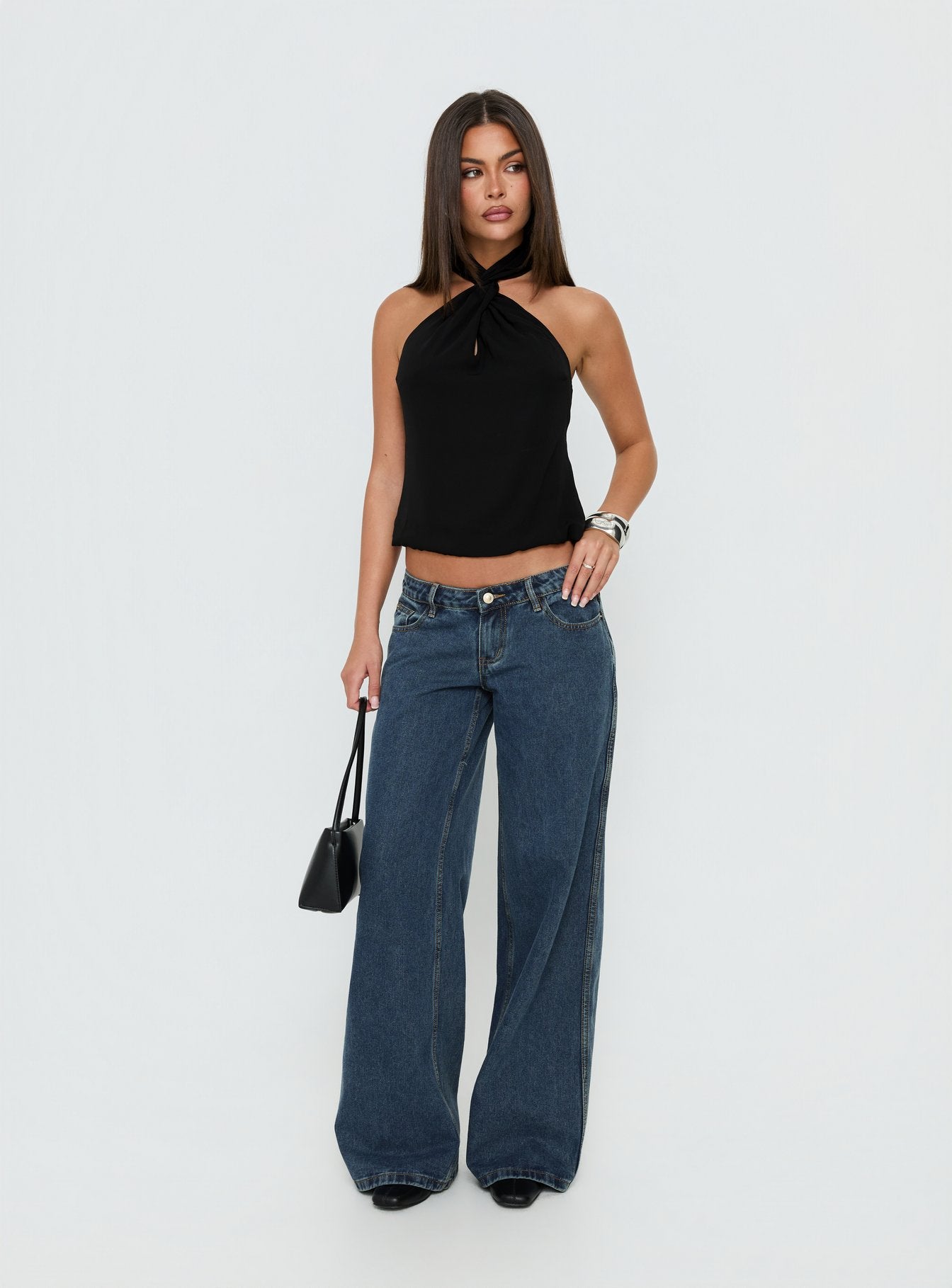 Adalynne Twist Front Top Black | Princess Polly
