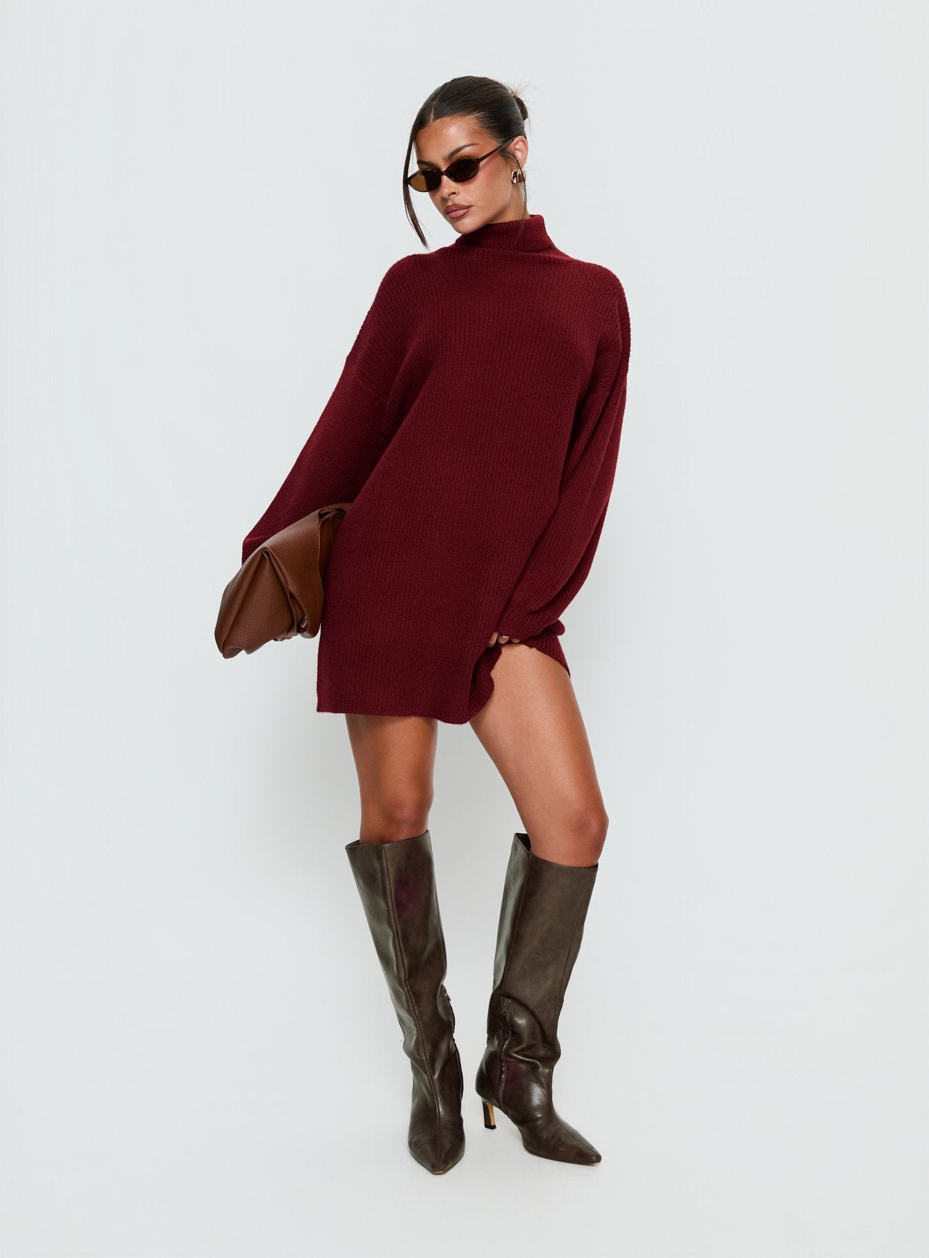 burgundy knit mini dress Viscose Knit Mini Dress