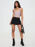 pINK CHECK Check crop top Scoop neck top, slim fitting, fixed shoulder straps