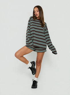 Settle Down Shorts Brown Stripe