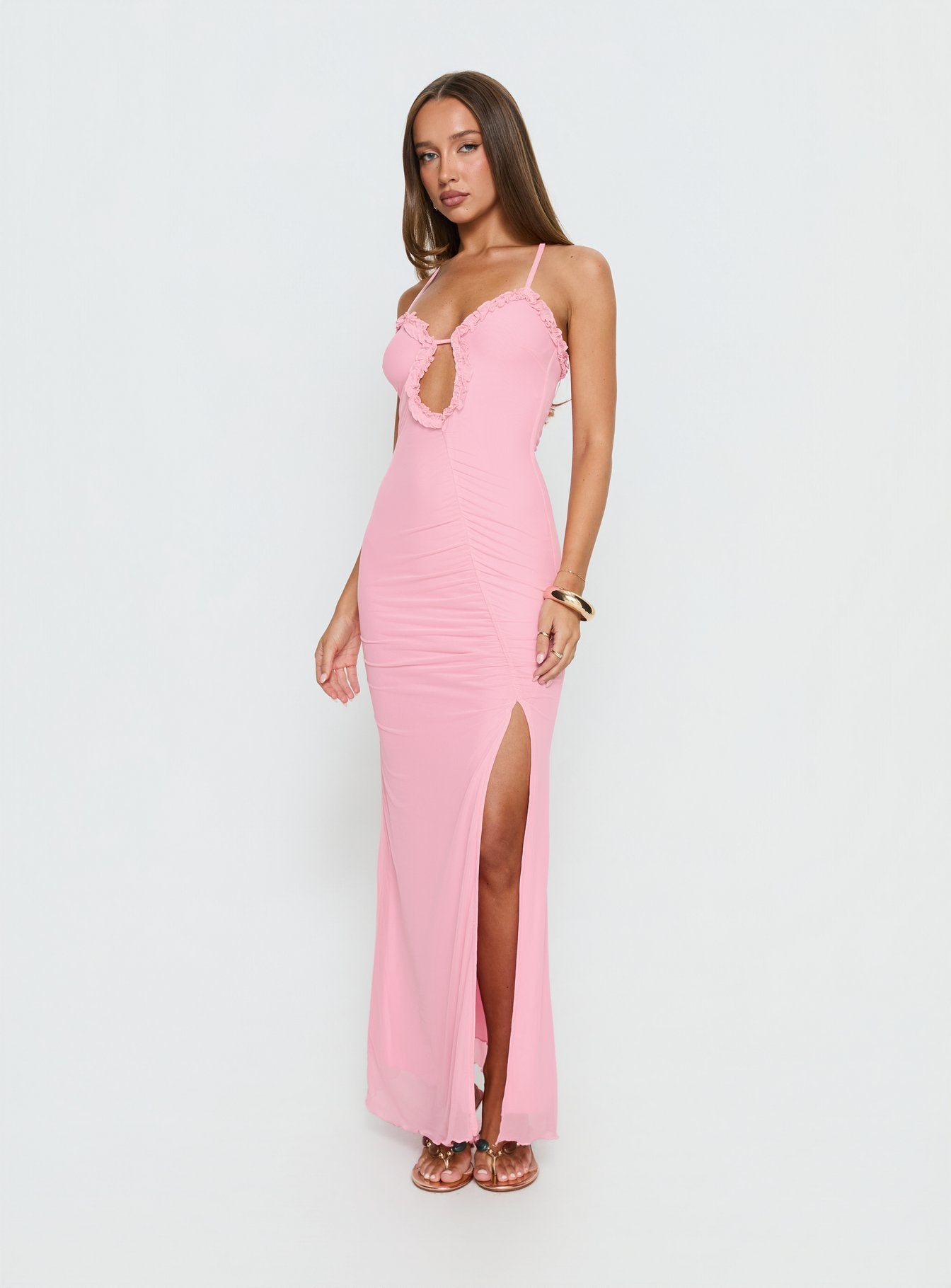 Soulina Ruched Maxi Dress Pink | Princess Polly Soulina Ruched Maxi Dress Pink | Princess Polly