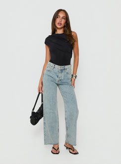 Fawcett High Rise Straight Leg Jeans Light Blue Wash Petite
