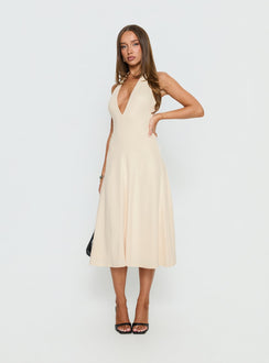 Morganne Halter Plunge Midi Dress Butter