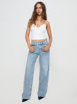 product Princess Polly Mid Rise  Anelli Low Rise Straight Leg Jeans Light Blue Wash