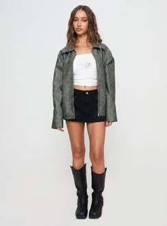 Kings Court Faux Leather Jacket Green