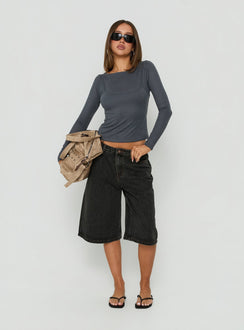 Isibella Layered Long Sleeve Top Charcoal
