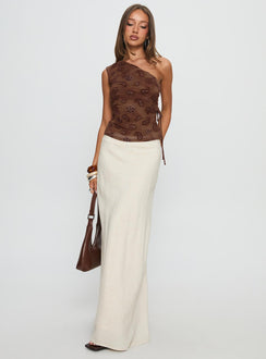 Addysin One Shoulder Top Brown Paisley