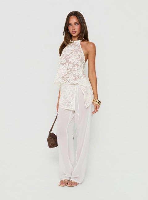 Claudie Layered Lace Straight Leg Pants White
