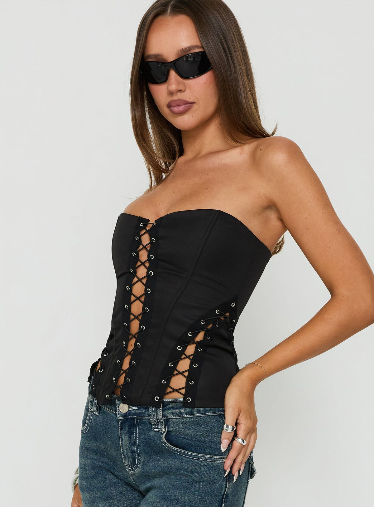Eden Lace Up Corset Black