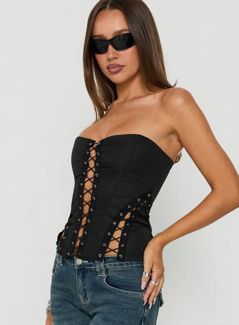 Eden Lace Up Corset Black