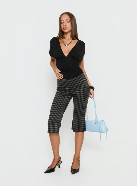 front view of model wearing Princess Polly Lights Are Off Capri Pants Multi Mid Rise Pants 