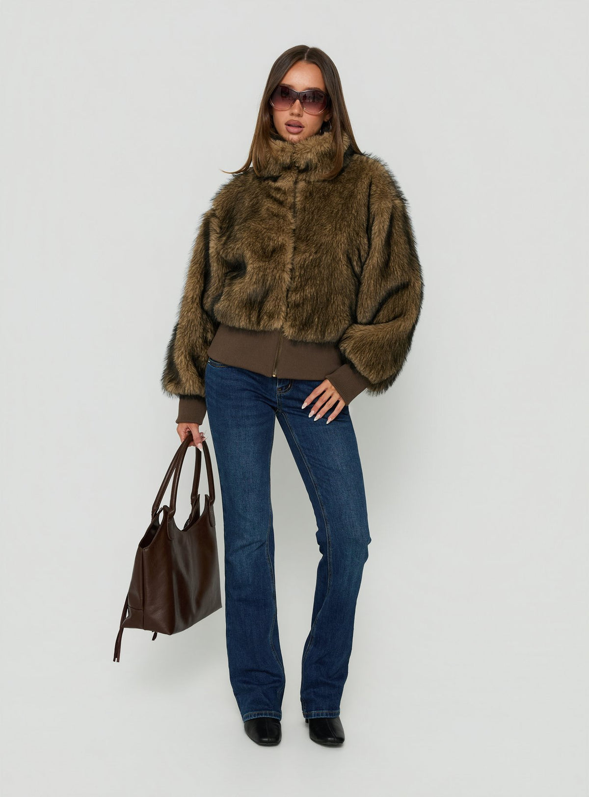 Luxia Faux Fur Funnel Neck Jacket Multi