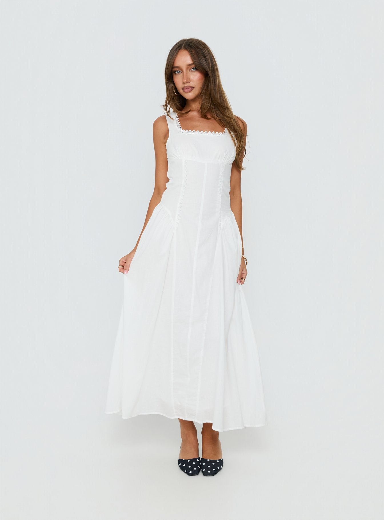 white midi dress formal Elegant with Airy Skirt & Mysterious Open Back, Bridal and Wedding Dress, Party Dress Zip closure Built Scoop Neck Satin Column Midi