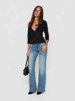 Alyss Ultra Low Rise Flared Jeans Light Vintage Blue
