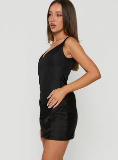 Aubriellah Sweetheart Neckline Draped Mini Dress Black