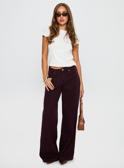 Big News Wide Leg Jeans Currant