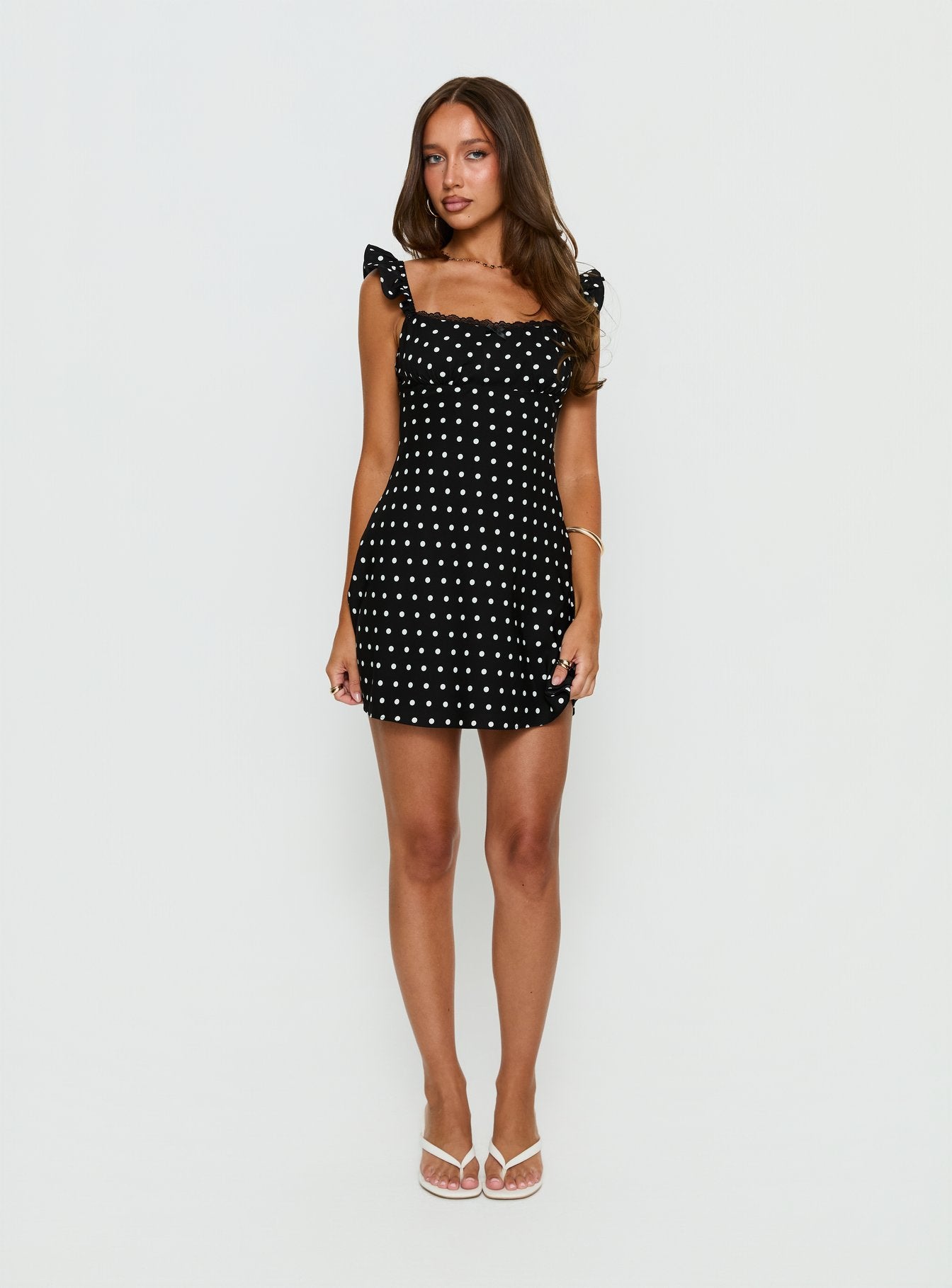 Beacall Mini Dress Black Polka Dot