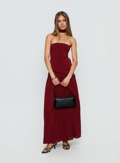 Odela Strapless Drop Waist Maxi Dress Cherry