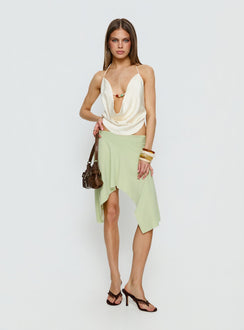   front view of model wearing Princess Polly Daelen Waterfall Midi Skirt Mint Midi Skirts 